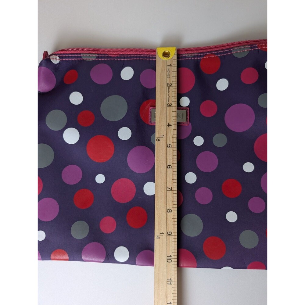 Hadaki Women's Zipper Travel Makeup Purse Pouch Purple Polkadot Pattern - Picture 5 of 11